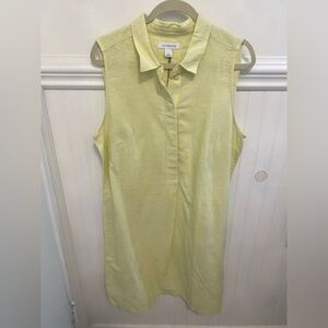 Linen Liz Claiborne Light Yellow Sleeveless Midi Dress